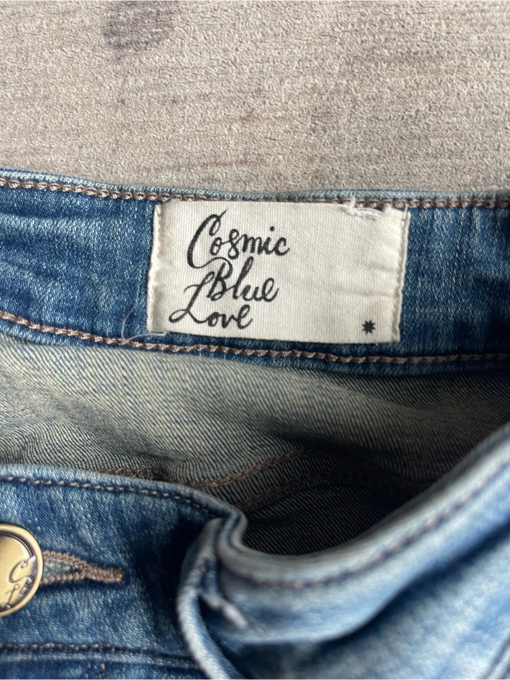 Cosmic Blue Love Flare Jeans Size 29 Light Wash Stretch Denim Bootcut Y2K - Picture 3 of 6